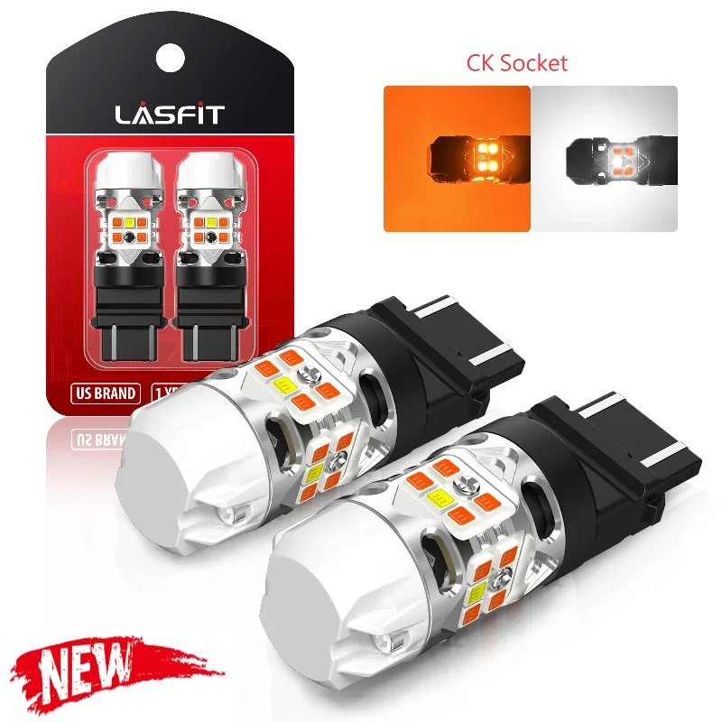 3157 3057 4057 4157 Switchback CanBus LED Bulbs Front Turn Signal Lights | Error Free Anti Hyper Flash CK Socket, T3 Series Upgraded Version | 2 Bulbs