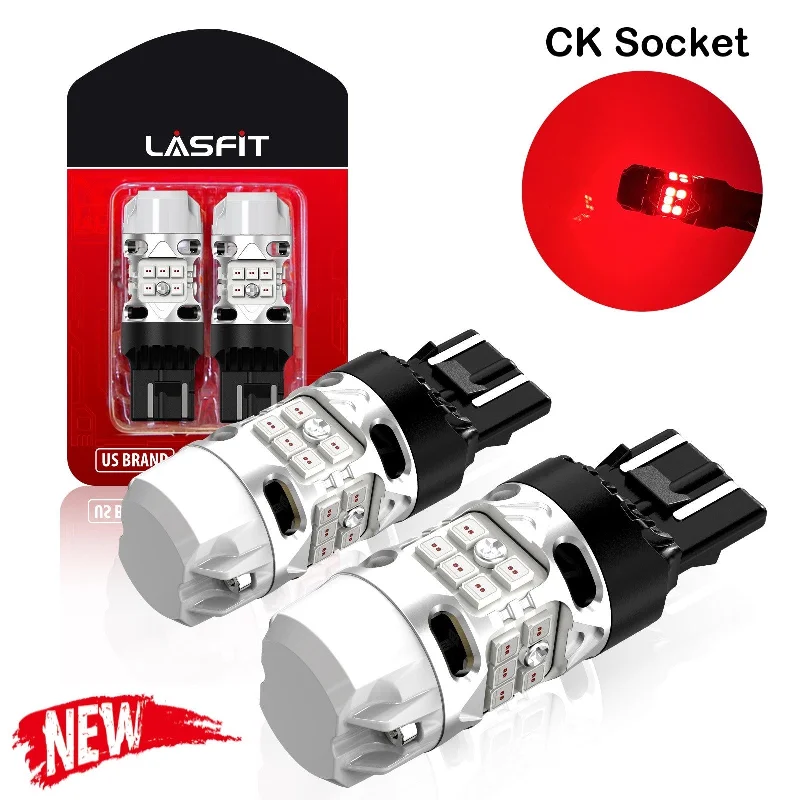 7443 7444 Red CanBus LED Bulbs Turn Signal Brake Tail Lights | Error Free Anti Hyper Flash CK Socket, T3 Series Upgraded Version | 2 Bulbs(Not for Trucks)