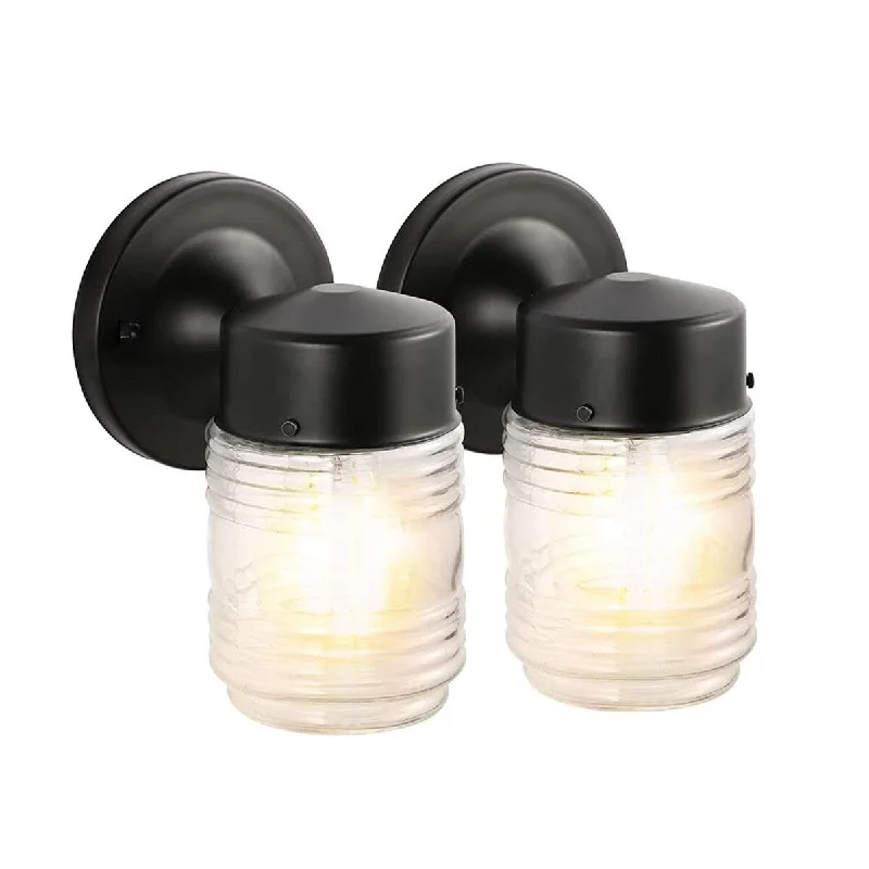 Run Bison 2pack Waterproof Jelly-Jar Wall Lantern, E26 socket