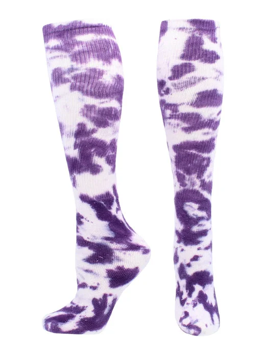 Tie Dye Multisport Over the Calf Tube Sock - Purple/White