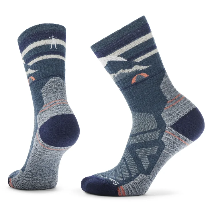 Women's Hike Light Cushion Mountain Moon Crew Sock - Twilight Blue