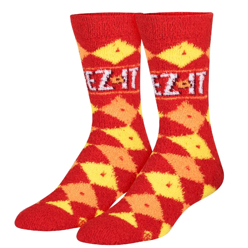 Checkered Cheez It Fuzzy Women's Crew Socks