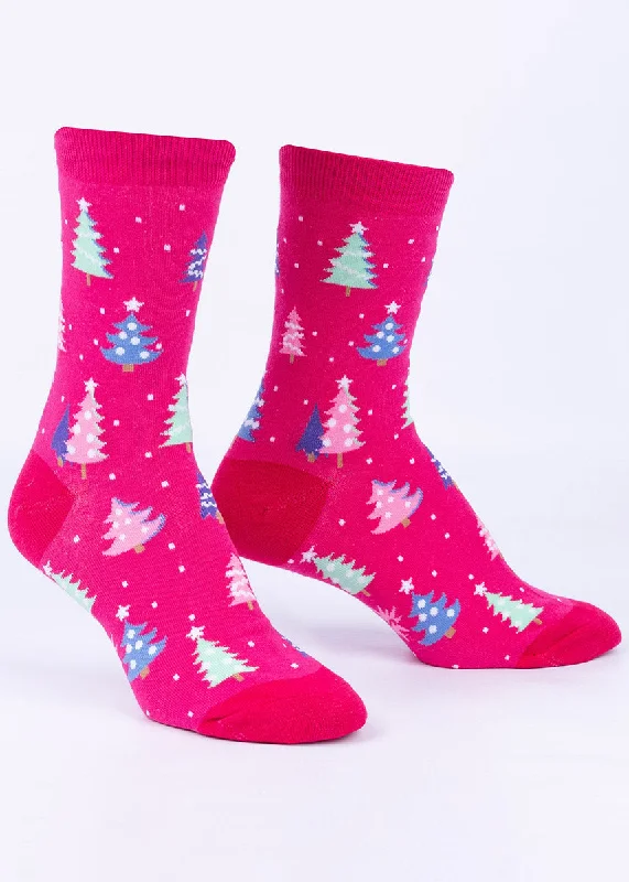 Colorful Christmas Trees Glow-in-the-Dark Women's Socks