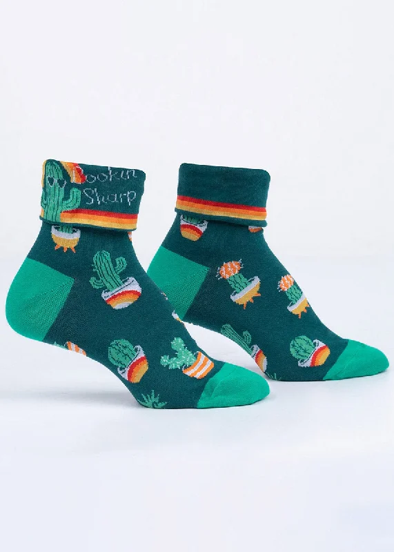 Lookin' Sharp Cactus Cuff Ankle Socks