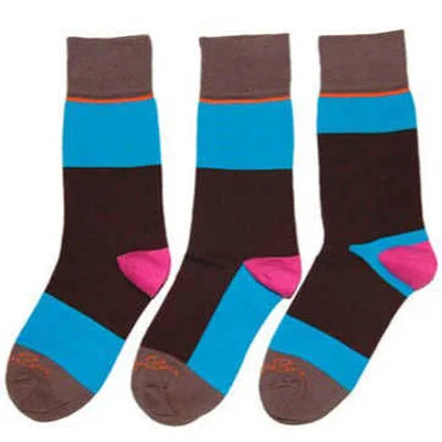 Matching Pair + Mismatched Spare - Women's Brown Turquoise Pink (3 Pk)