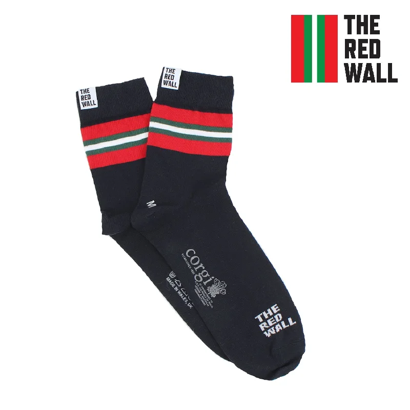 Red Wall Striped Cotton Quarter Socks