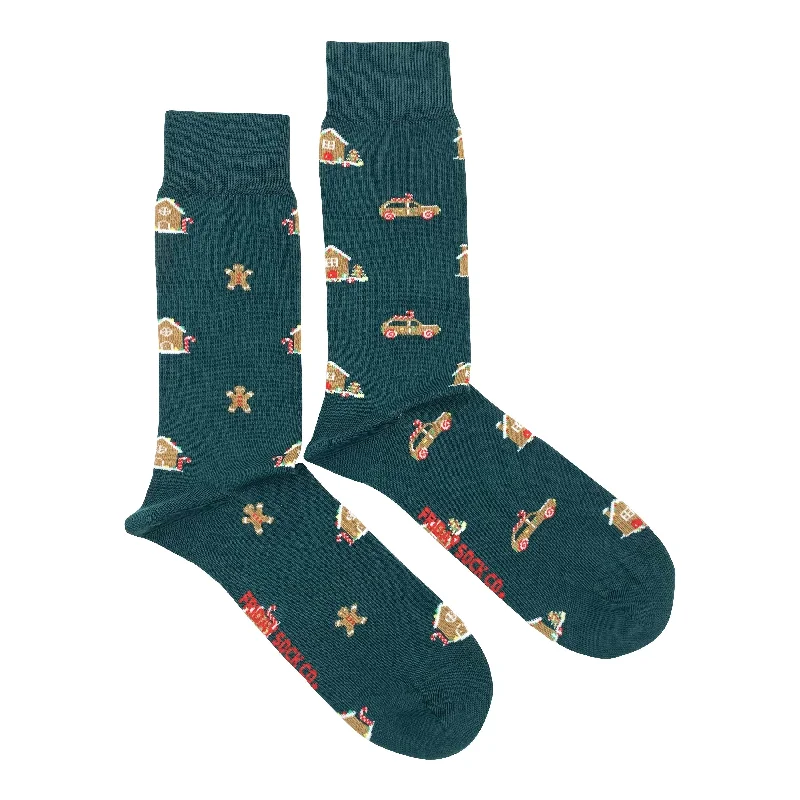 Men's Ugly Christmas Gingerbread House Socks