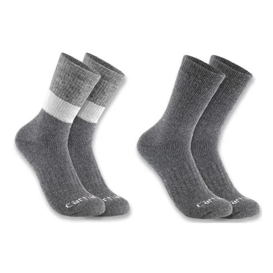 Midweight Synthetic-Wool Blend Colorblock Crew Sock 2 Pack