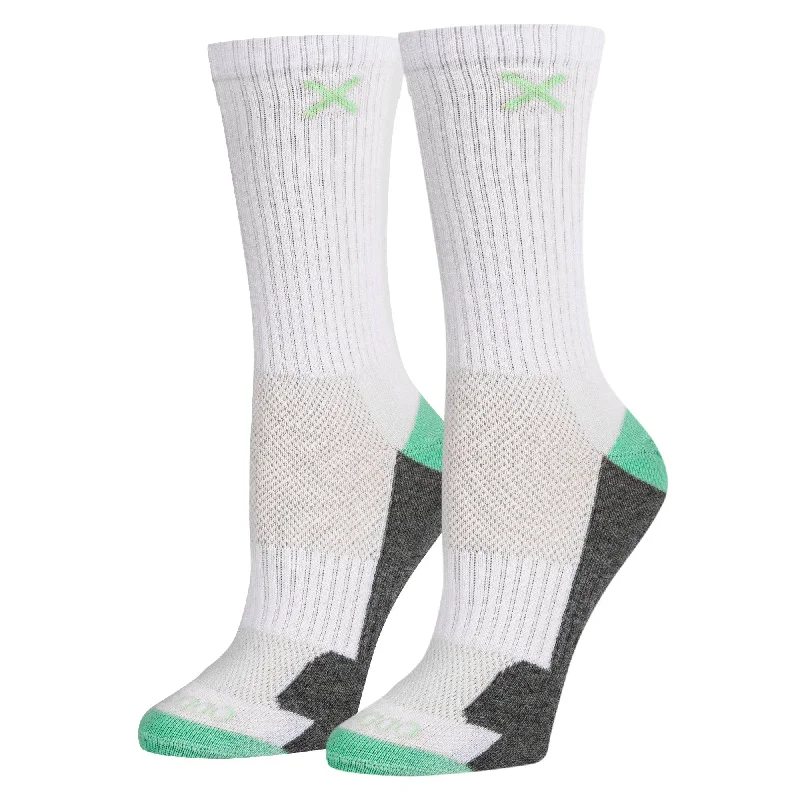 Mint White Heather Women's Crew Socks