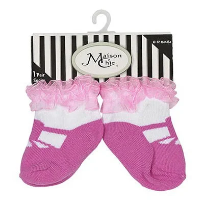 Pink Mary Jane Socks with Ruffles