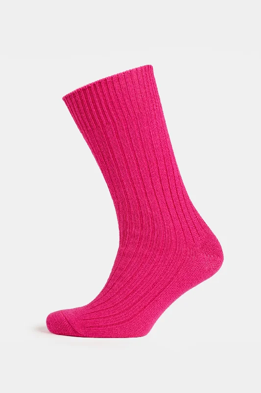 Premium Cotton Sock Rib - Fuchsia Pink