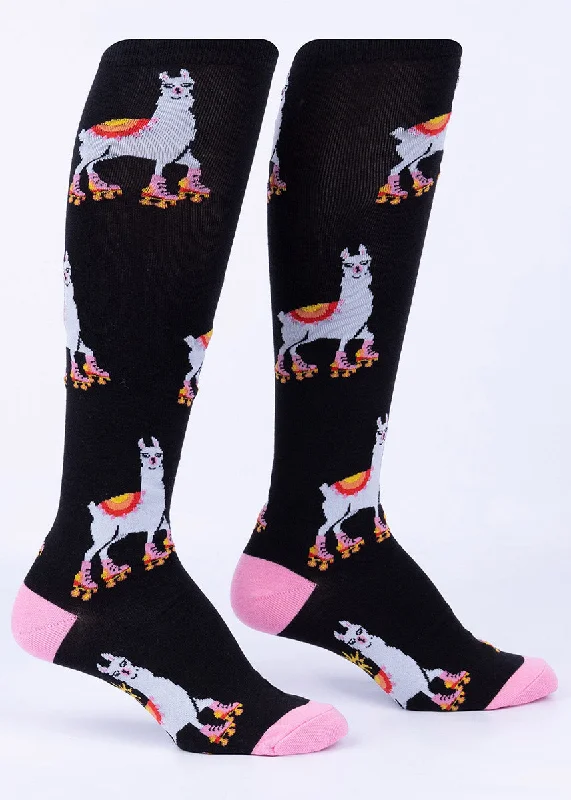 Roller Skating Llama Knee Socks