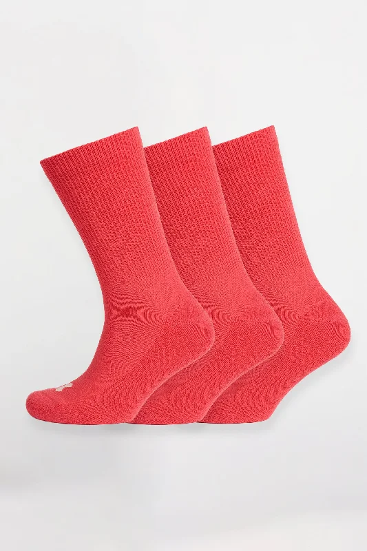 Single Colour Sports Calf Sock 3 Pack - Pink