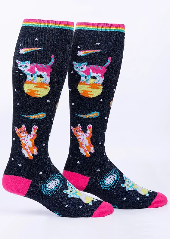 Space Cats Metallic Stretch-It Knee Socks