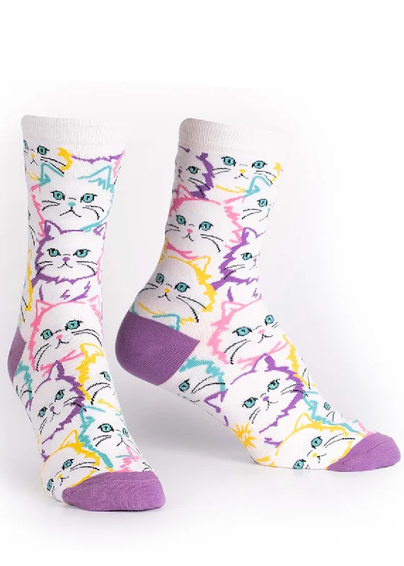 White Cat Faces Women's Socks