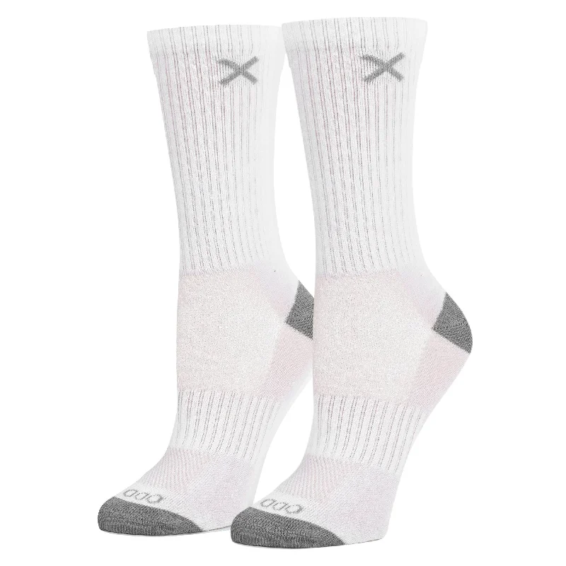 White Gray Women's Crew Socks