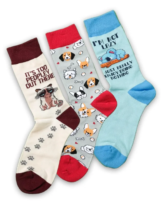 Women’s Animal Antics Funny Crew Socks Pack | 3-Pair Bundle