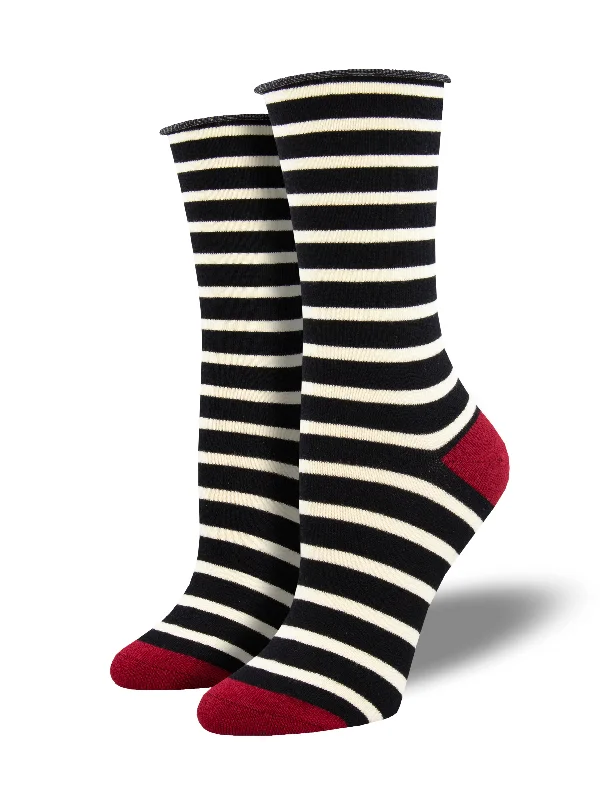 Women's Bamboo "Sailor Stripe" Roll Top Socks