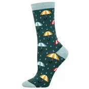 Women's Bamboo "Umbrellas In The Rain" Socks