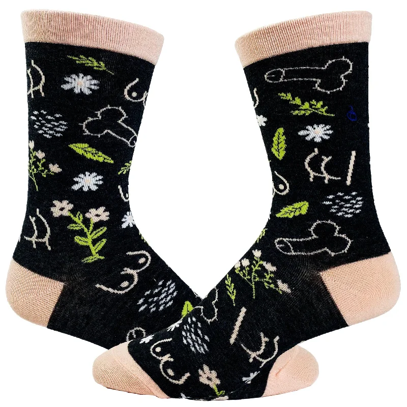 Women's Penis Boobs Flowers Socks Offensive Novelty Sock