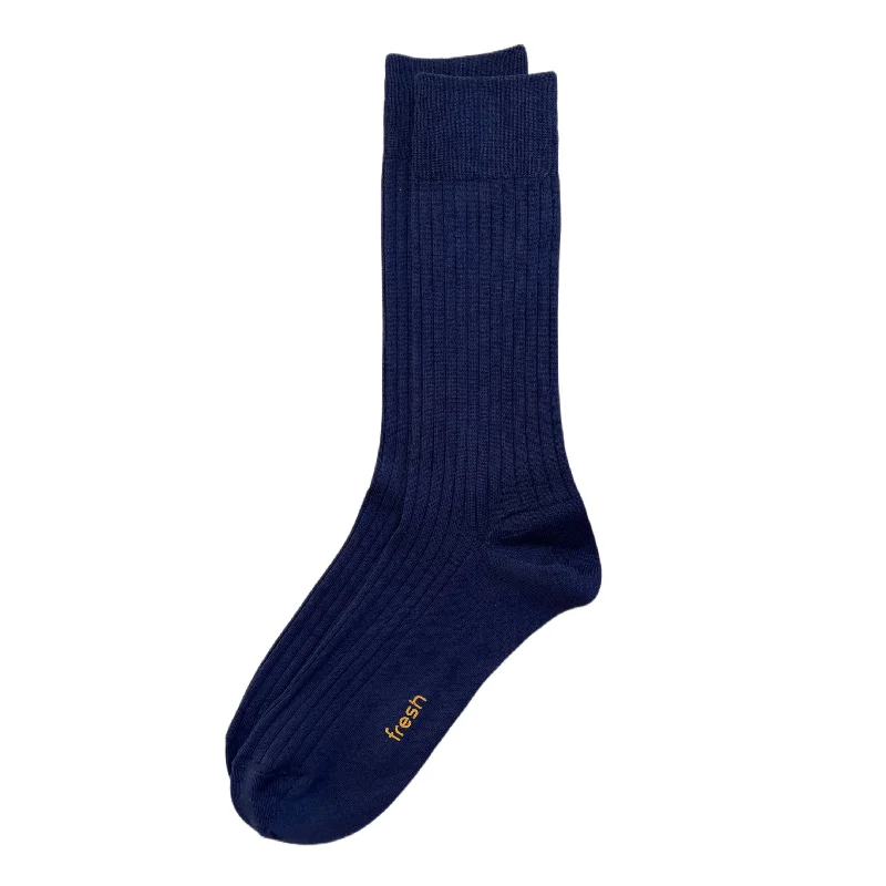 FRESH Cotton Mid-Calf Lenght Socks In Navy