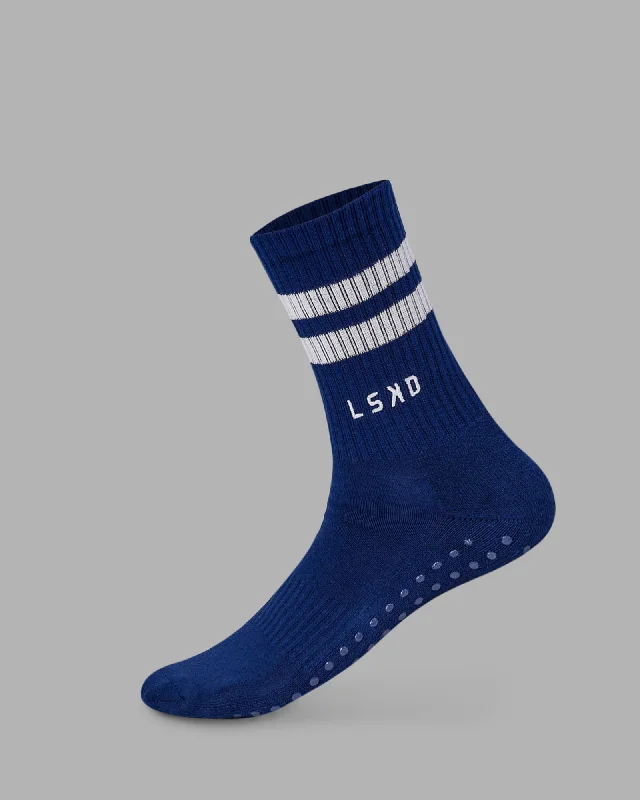 Heritage Crew Pilates Grip Socks - Midnight Blue