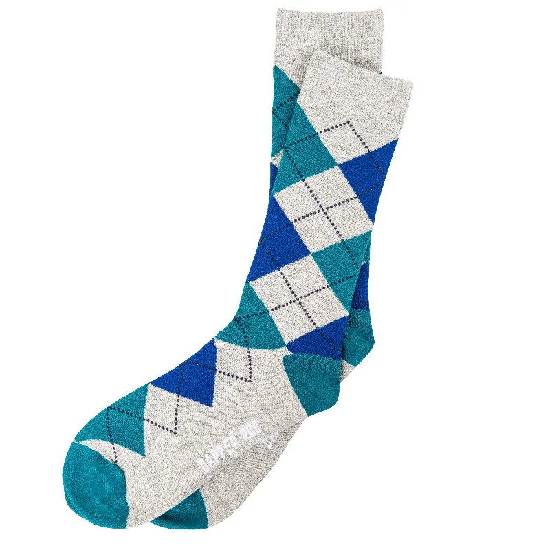 Argyle Tartan Grey Bamboo Socks by Dapper Roo