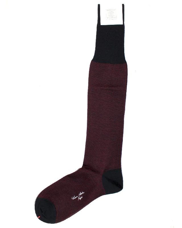 Cesare Attolini Over The Calf Wool Socks Burgundy Black US 12 / EUR 46 BLACK FRIDAY SALE