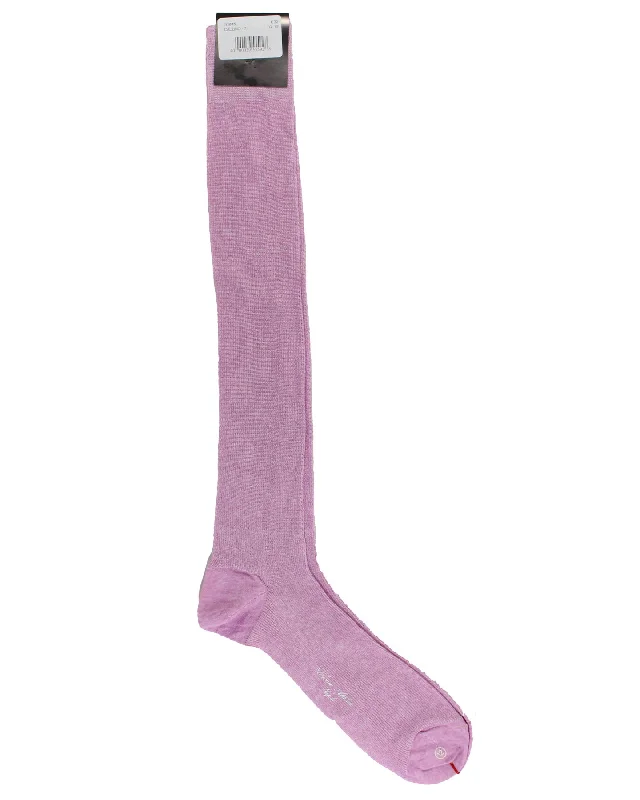 Cesare Attolini Pink Over The Calf Socks Linen Cotton US 11 / EUR 44 1/2 FINAL SALE