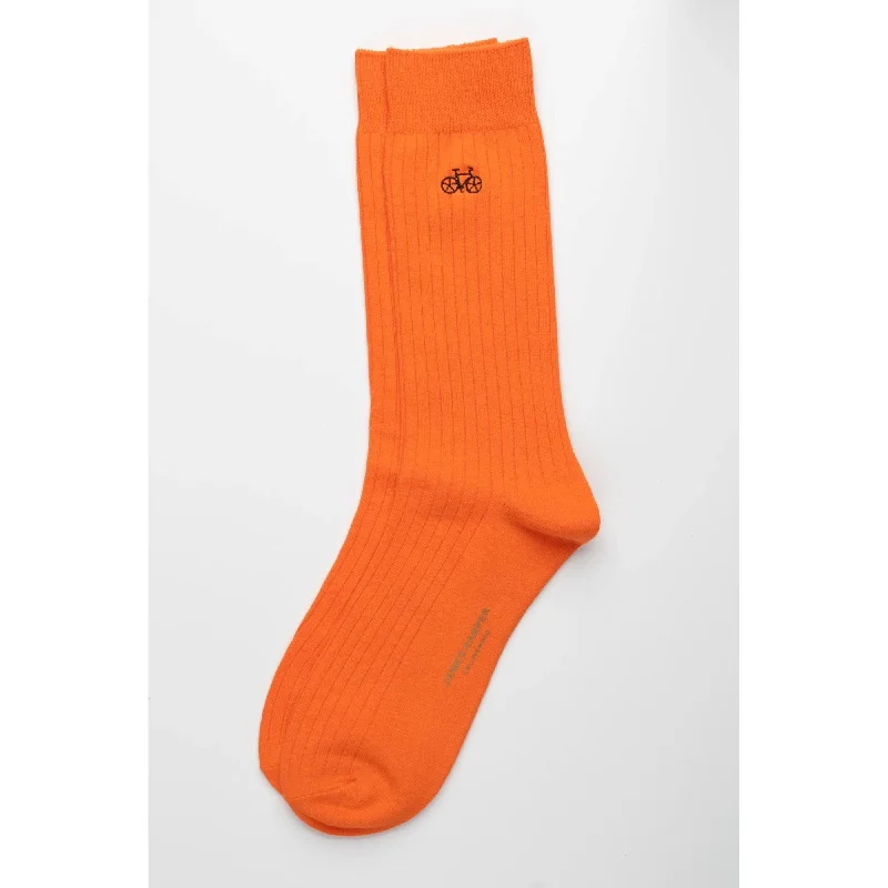 Orange Ribbed Socks