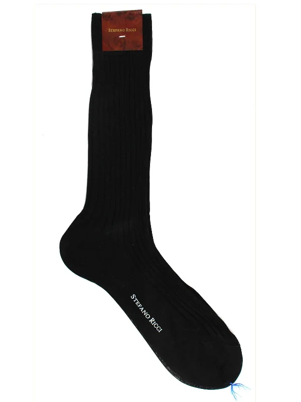 Stefano Ricci Socks Navy Ribbed Solid - US 11 1/2 - EUR 45