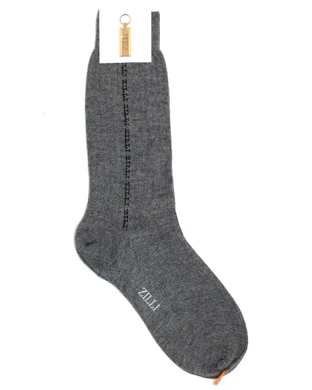 Zilli Cashmere Silk Socks Gray With Zilli Logo - US 10.5/ EUR 44 Mid Calf Men Socks SALE