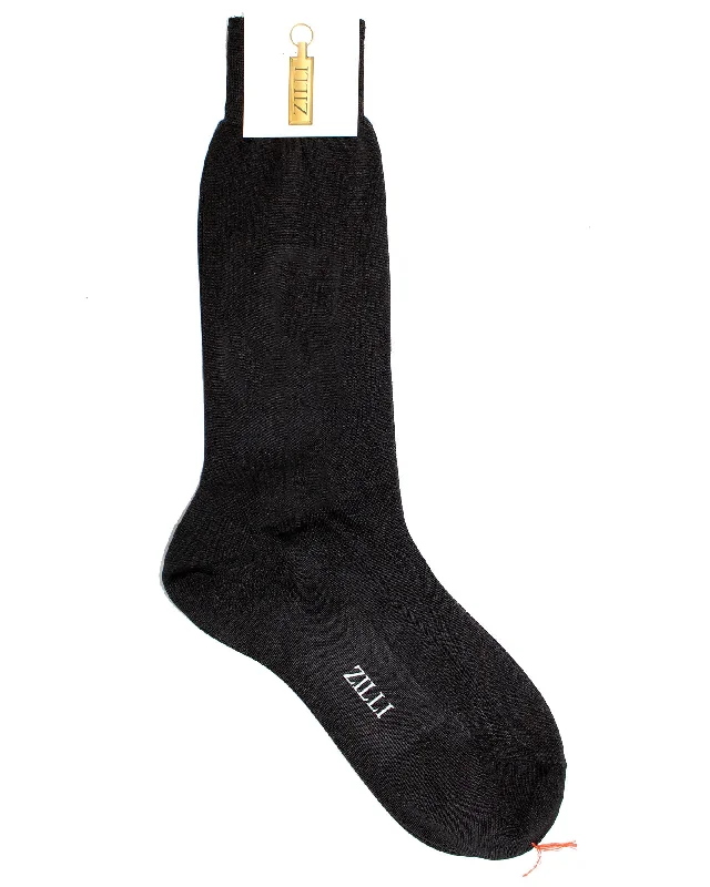 Zilli Silk Socks Black - US 10/ EUR 43 Mid Calf Dress Socks